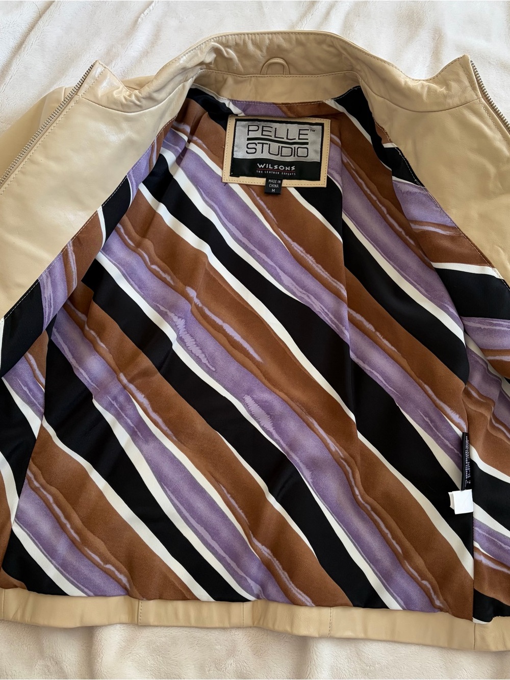 Pelle Studio Tan Real Leather Zip Jacket Size Medium - Picture 3 of 10